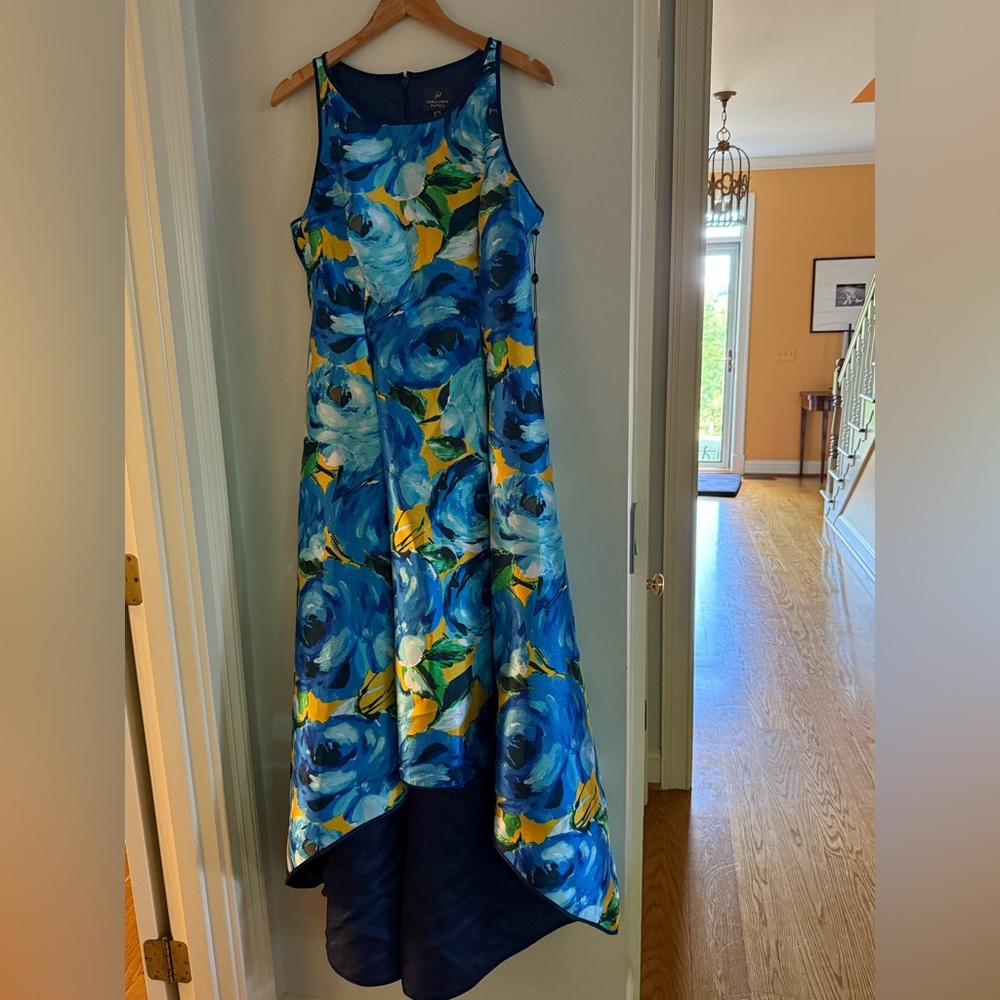 Adrianna Papell - Floral Aquarelle Print High Low Dress NWT